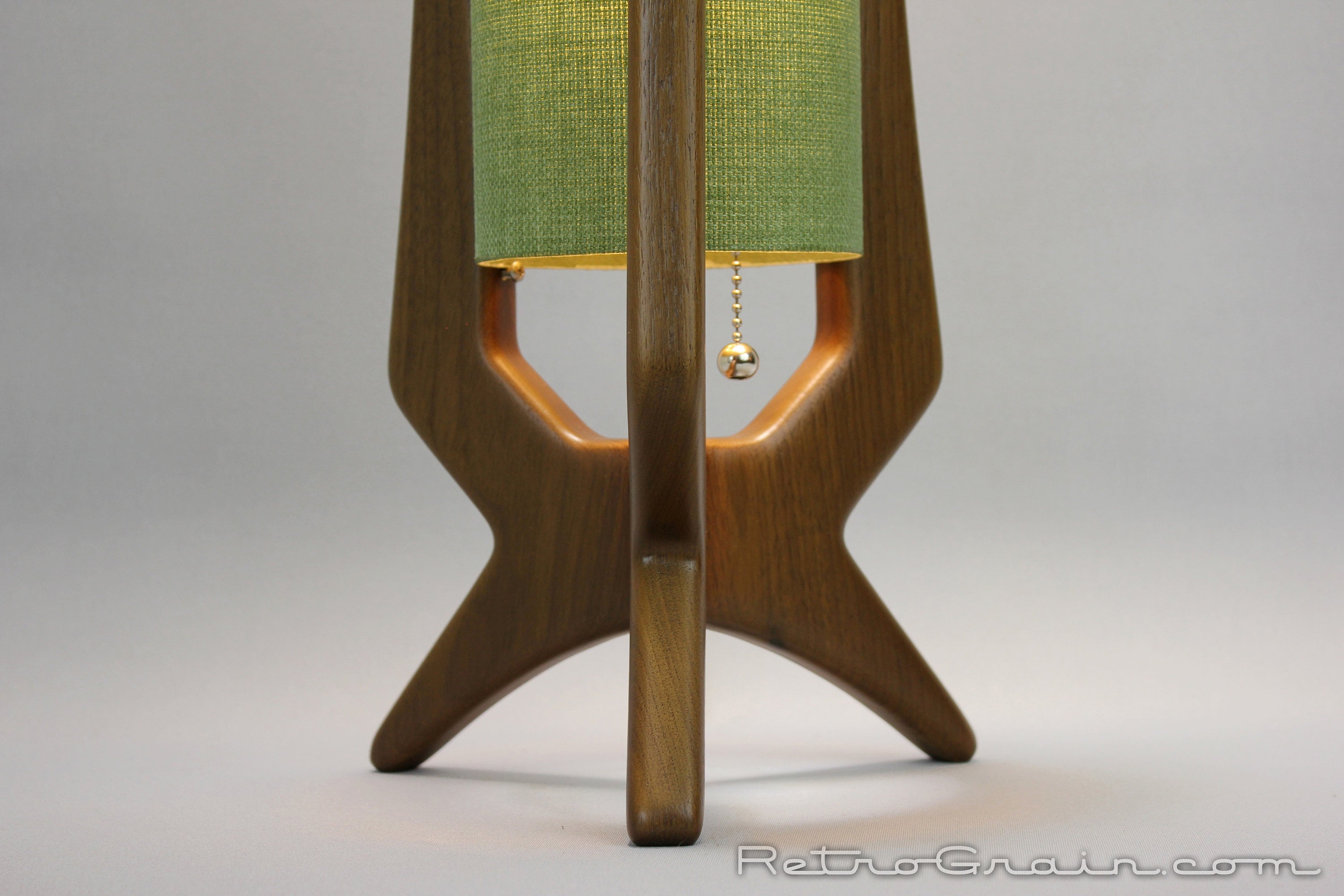 Midcentury Modern Table Lamp - Walnut Wood - Pinyon Green