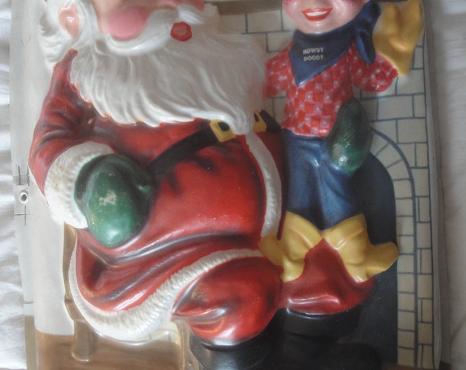 Howdy Doody Santa Claus Christmas Vacuum Blow Mold Lights 1950s Vivid