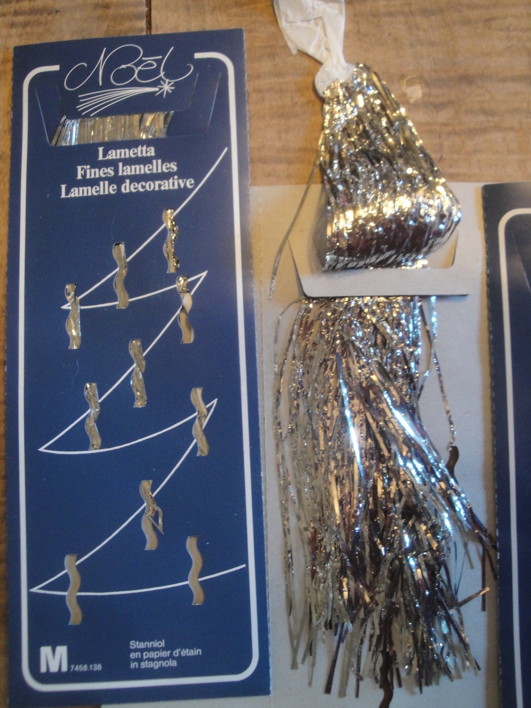 5 Pk German Christmas Tree Lead Tinsel Silver Icicles Vintage