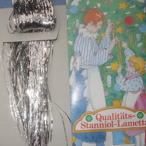 1980s German Christmas SILVER Tree Real Lead Authentic Tinsel Icicles Ornaments Decorations  Stanniol Lametta Vintage Antique old Fashioned