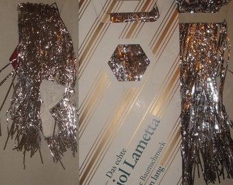 ONE Authentic Real LEAD Silver Christmas Tree TINSEL Antique Vintage 18&quot; Long Stanniol Lametta Silver Rain Strands Ornament Decoration Old!