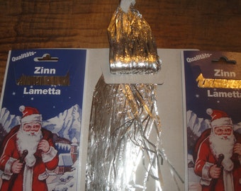 ONE Authentic REAL Tin Silver Christmas Tree Tinsel Vintage 18" Long Eislametta Stanniol Lametta Silver Rain Strands Ornament Decoration