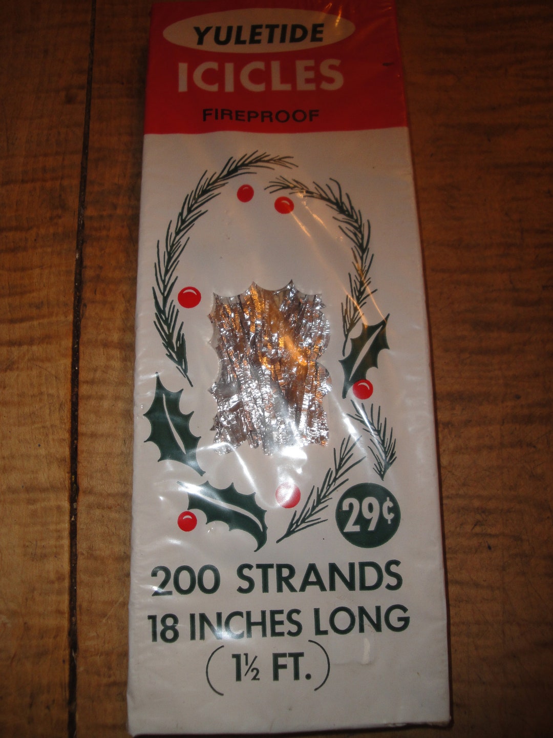 ONE Real Lead Tinsel Metal Foil 200 Strands 18 SILVER Christmas Tree