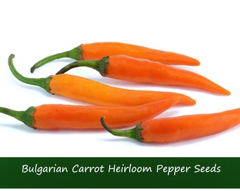 Pepper Seeds- Bulgarian Carrot Hot Pepper -10 Heirloom Vegetable Seeds