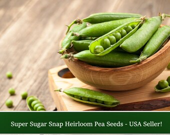 SUPER Sugar Snap pea- Heirloom 200 seeds -Garden vegetable- Cool Weather -Spring or Fall- Use Fresh or Frozen or Great for Canning