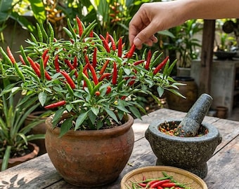 20 Heirloom Pepper Seeds -Hot Thai Pepper -  Vegetable Garden Heirloom