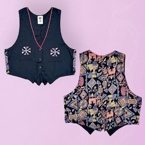 Vintage 80’s Southwest Abstract Vest with Pockets