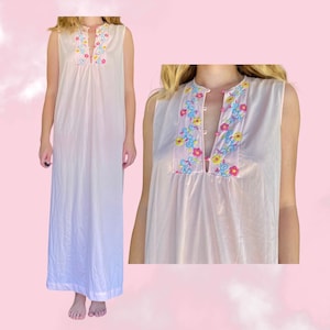Vintage 60’s Silk Floral Pastel Embroidered Slip Dress