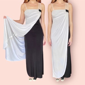 Vintage 90’s Draping Classy Floor Length Formal Prom Gown Dress