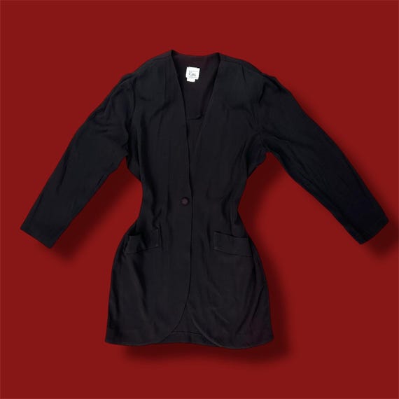 Vintage 80's Structured Front Button Double Pocke… - image 1