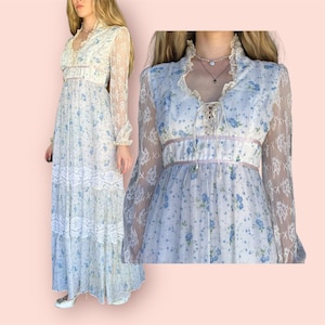 Vintage 70’s Gunne Sax Style Lace Prairie Dress