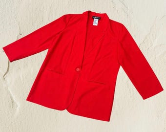 Blazer vintage anni '80 rosso con bottoni frontali, taglia L/XL