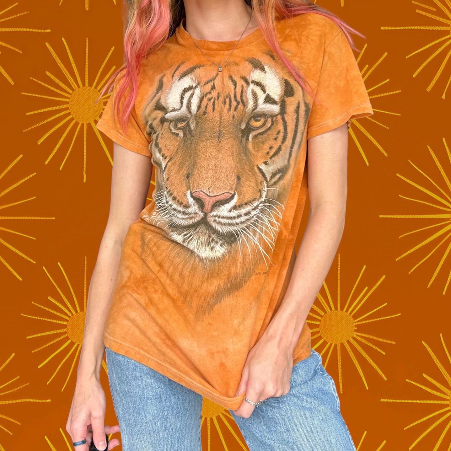 Retro Tiger Orange Graphic Tie Dye T-shirt - Etsy