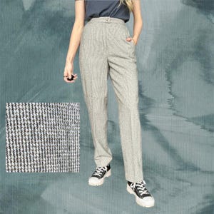Vintage 80’s Wool Teal & Brown Houndstooth High Rise Lined Trousers