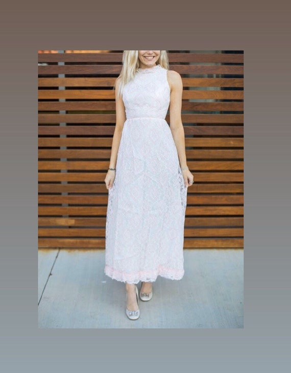Vintage 1950’s Pastel Pink Lace Prom Dress