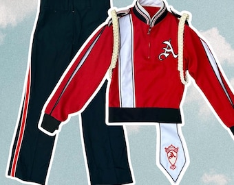 Vintage 80's Wool Red "A" Marching Band Pant & Jacket Set