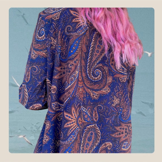 Vintage 90’s Blue Paisley Long Sleeve Button Up J… - image 4