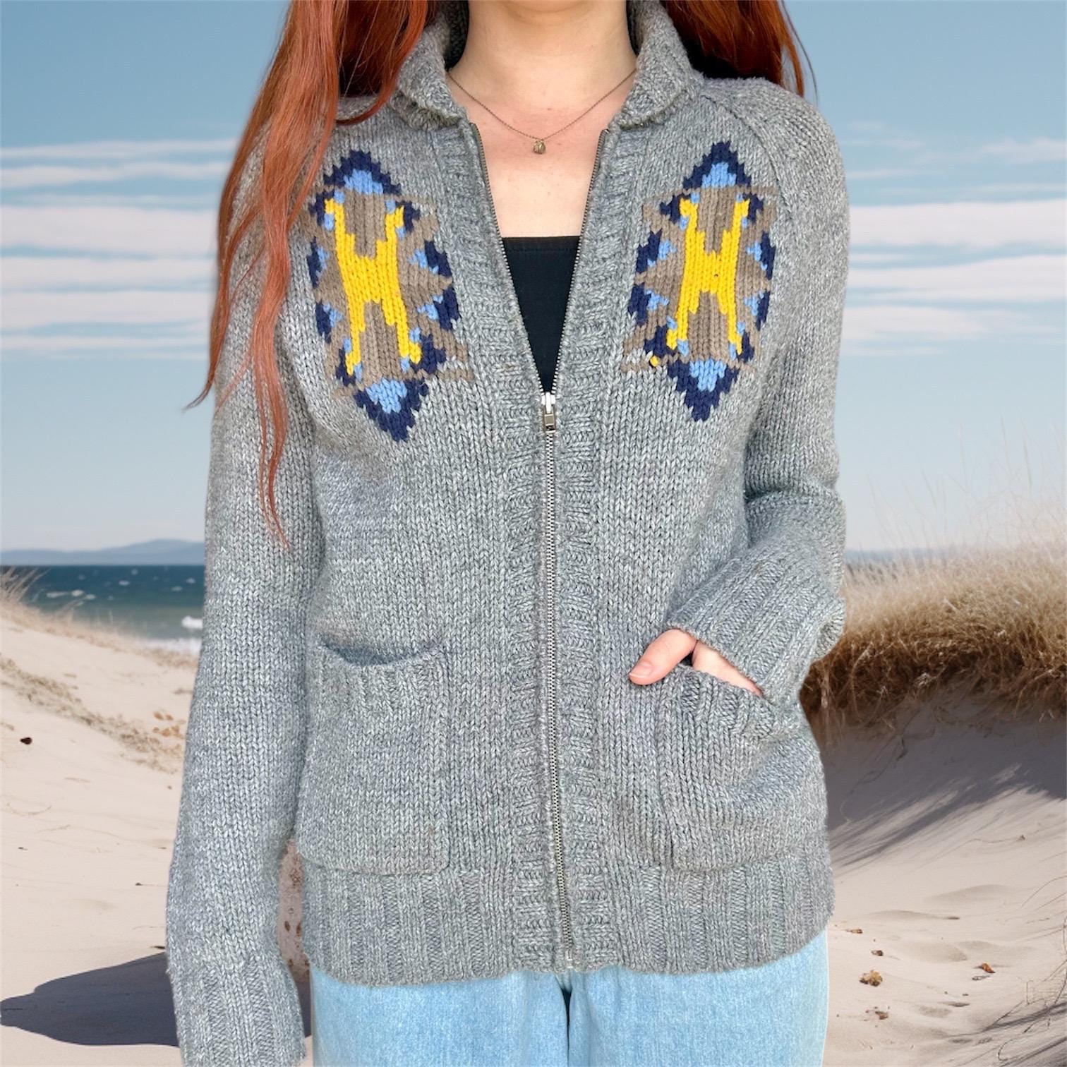 70s Zip Sweater - Etsy