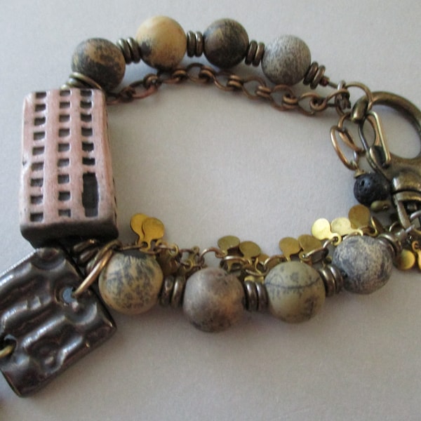 50% off Ceramic Building with Artistic Jasper Ceramic Key and Brass Chain
