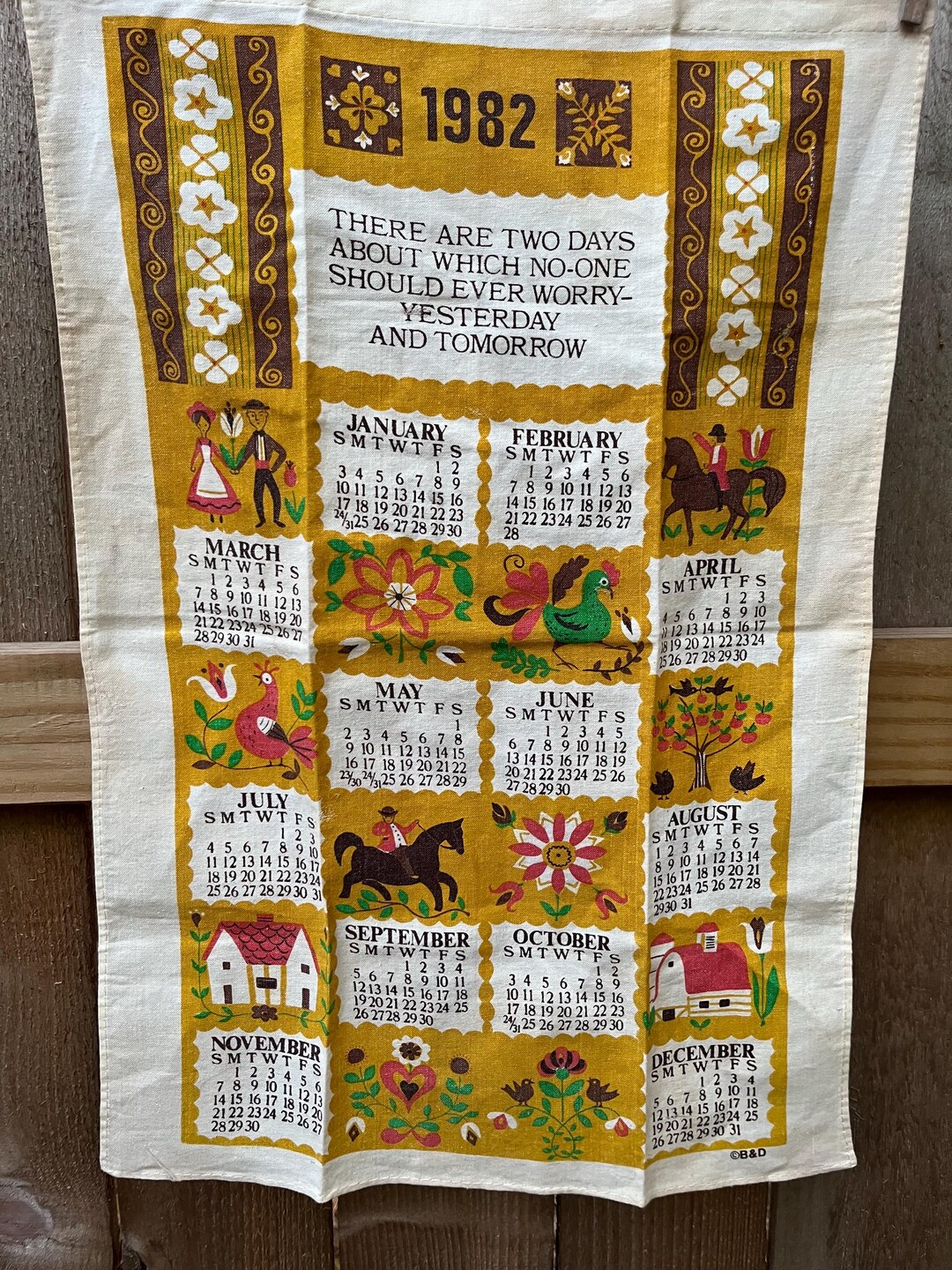 Vintage Wall Calendar Vintage Fabric Calendar Calendar Dish Towel Vintage Wall Calendar Vintage Fabric Calendar Calendar Dish Towel
