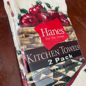 Apple Tea Towels Apple Kitchen Towels Hanes Kitchen Towels Apple Decor Vintage Tea Towel Set Etsy