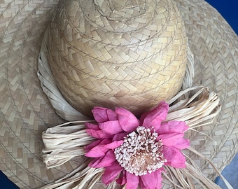 vintage straw hat, vintage decorative hat, vintage women&#39;s sun hat