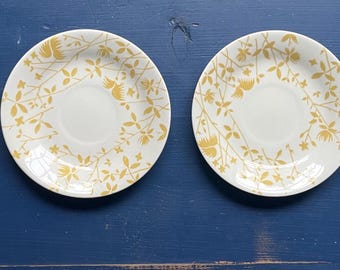 vintage small plates, vintage saucers, botanical pattern plates, set of 4