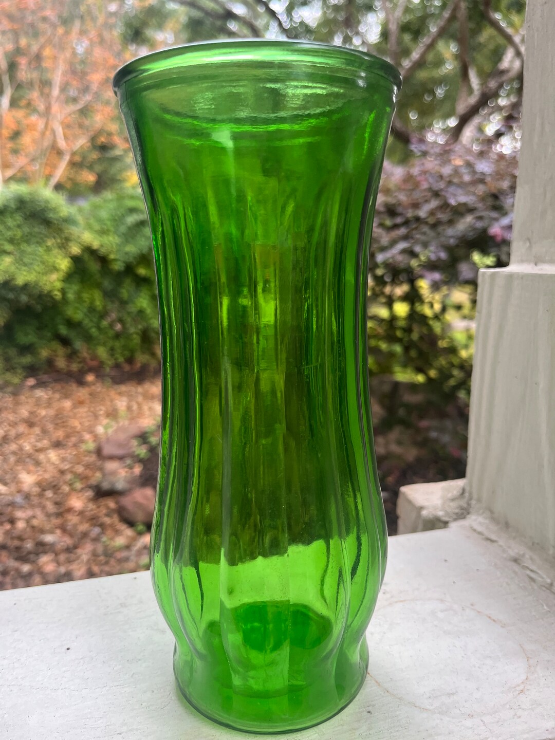 Green Glass Vase Green Floral Vase Flower Vase Etsy