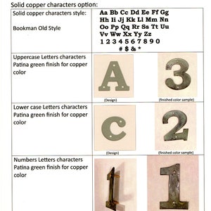Caracteres de la casa de cobre macizo, letras mayúsculas, acabado verde pátina, para exterior o interior, cobre real, cobre puro, hecho a mano por Xian en EE. UU.