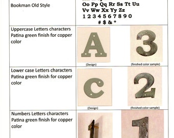 Solid copper House characters, Uppercase Letters, Patina Green finish, outdoor or indoor, Real copper, Pure copper, Handmade by Xian in USA.