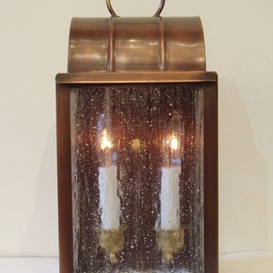 Medium 1860 lantern, Solid copper wall lamp, Outdoor, Handmade in the USA. Exterior, Wall mount. for Front Porch, Garage Doorway, Entryway.