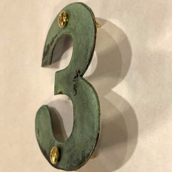Solid copper house numbers, outdoor or indoor, Patina Green Finish, Real copper, Pure copper, Address number Handmade by Xian in USA.