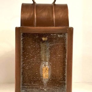 Smaller 1860 Lantern. One down Light. Solid copper wall lamp, made in USA. Outdoor, Exterior. (For Front Porch, Garage Doorway, Entryway.)