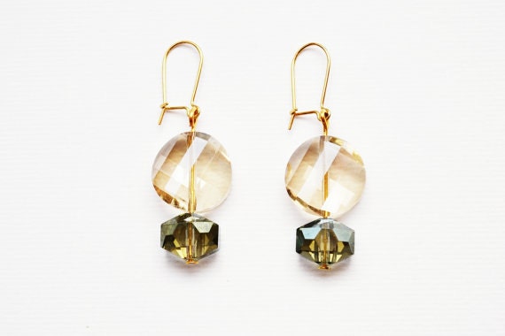 Crystal Faceted Glass Drop on Gold Filled Earrings