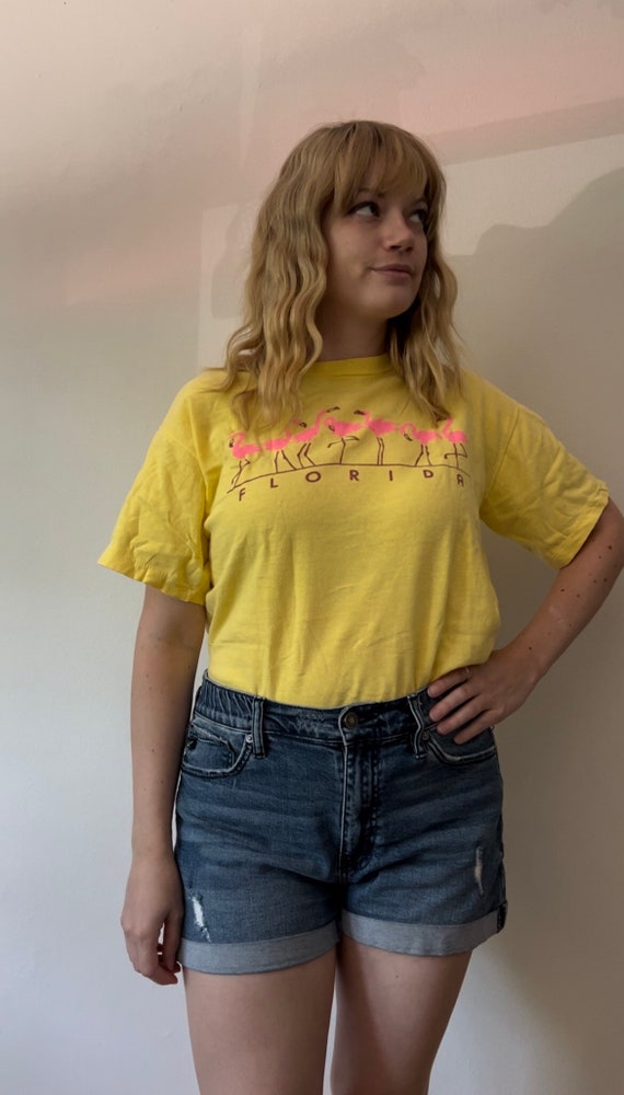 T-shirt Vintage Floride Années 80 - Taille XL, Couleur Orange, Motifs Souvenirs - Coton, Occasion Très Bon état