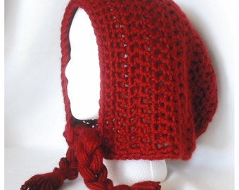 Hoodie pattern, red riding hood pattern, red riding hood costume, crochet hat pattern women, chunky hat pattern, slouch beanie pattern