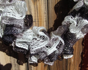 Ruffle Scarf Pattern, 2 ways to crochet Red Heart Sashay Scarf, Crochet Scarf Pattern, Frilly Scarf Pattern, PDF Pattern
