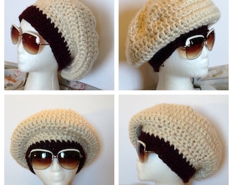 Extra thick very warm chunky slouch hat crochet pattern