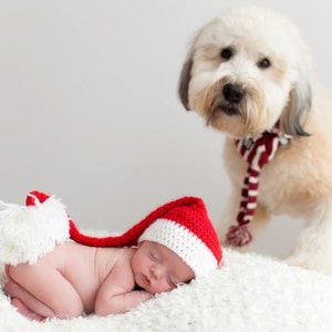 Crochet Pattern Baby Santa hat • Newborn Christmas stocking hat • Crochet Elf hat pattern • Newborn to 6 months • Baby Christmas photo prop
