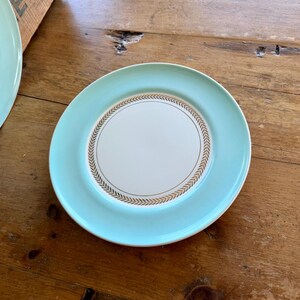 Set of 3 Limoges Luncheon Plates, Federal Araby Blue, 22k Gold Leaf Trim