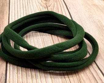Forest green nylon headband, stretchy band choker, thick nylon headband