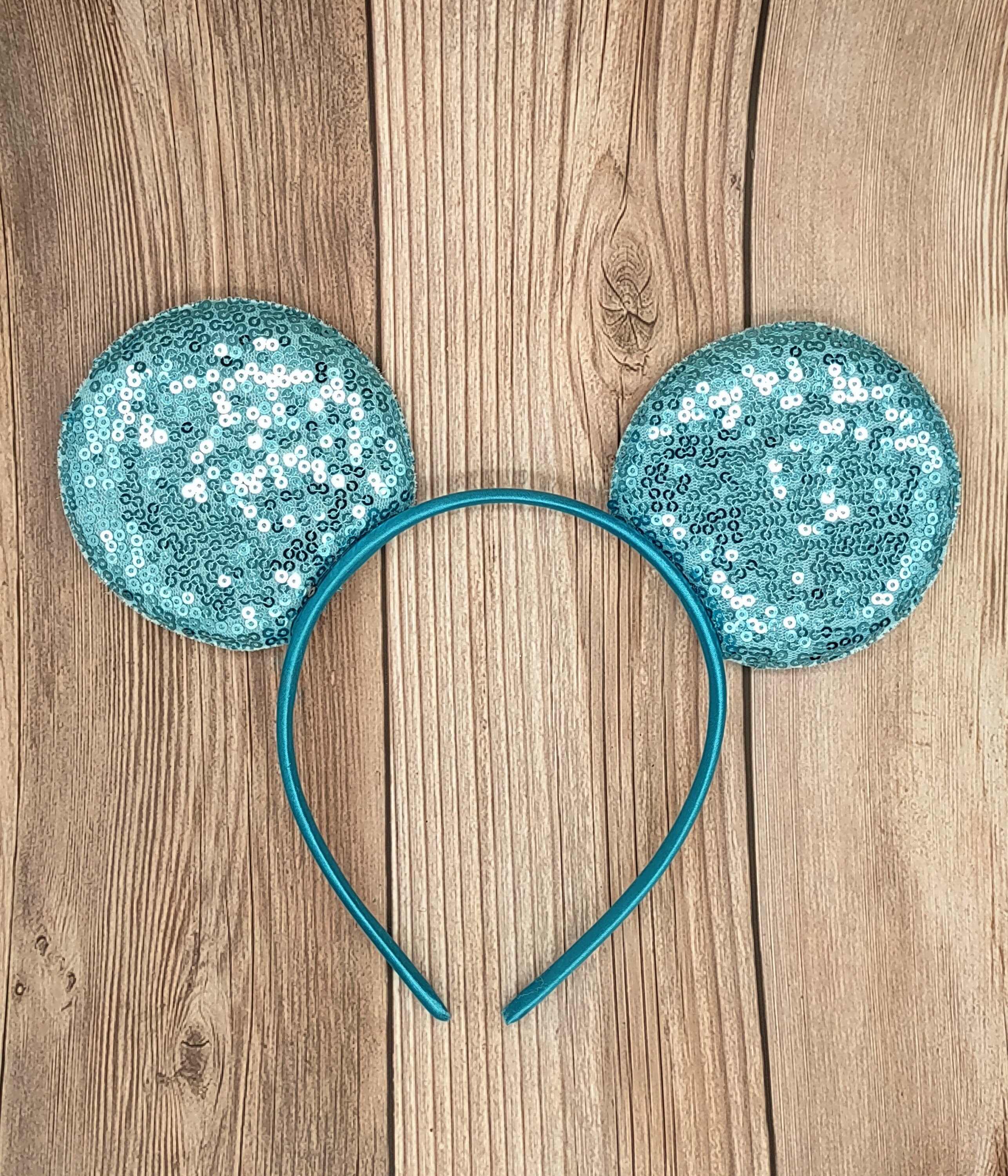Custom Mickey Mouse Minnie Ears Disneyland Iridescent Blue Yellow Sequin Bow Blue Iridescent Mickey Ears - Etsy main image 4