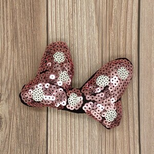 4&quot; Pink Puffy Polka Dot Sequin Bows, Sequin Fabric Bows in Bulk/Wholesale