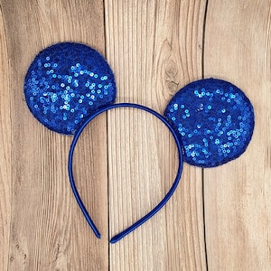 Royal Blue sequin mouse ears, 3.5&quot; ears, Mouse Ears in bulk