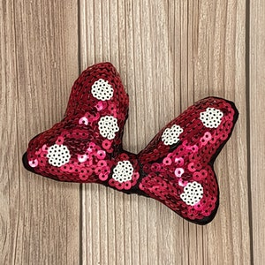 4&quot; Fuschia Magenta Puffy Polka Dot Sequin Bows, Sequin Fabric Bows in Bulk/Wholesale