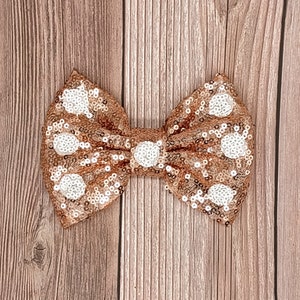 5&quot; Rose Gold Polka Dot Sequin Bows, Sequin Fabric Bows in Bulk/Wholesale