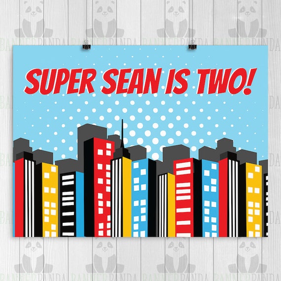 Superhero Birthday Party Sign Printed Superman Party Decorations