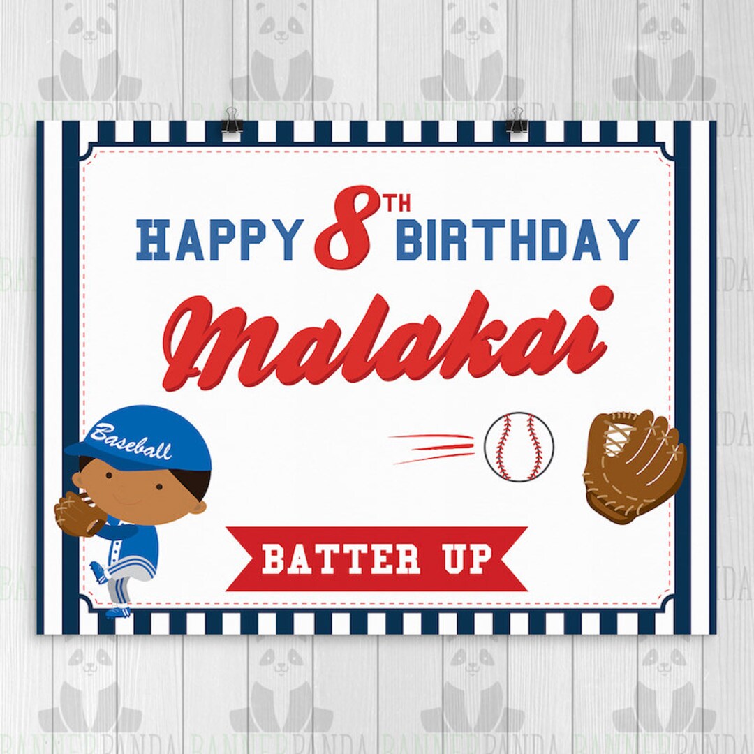 Baseball Birthday Banner, PRINTED Backdrop, African American, Baseball