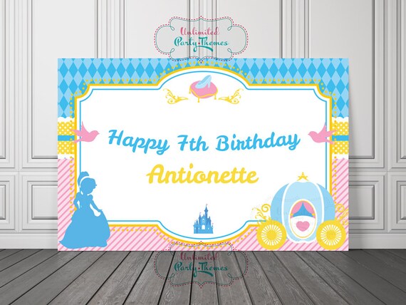 Cinderella Birthday Party Sign Printed Party Sign Cinderella