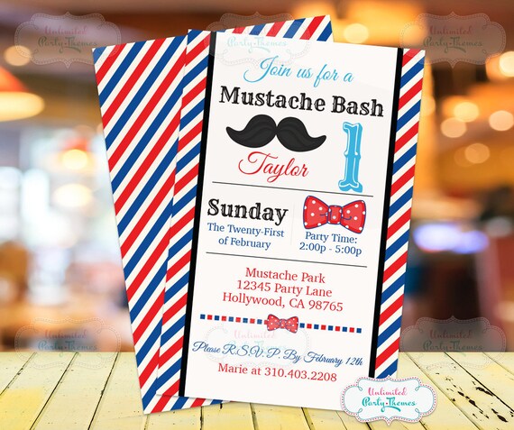 Mustache Birthday Invitation Printed Little Man Birthday Etsy